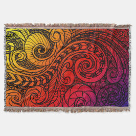 Cobertor Sunset Swirl Boho Throw Blanket