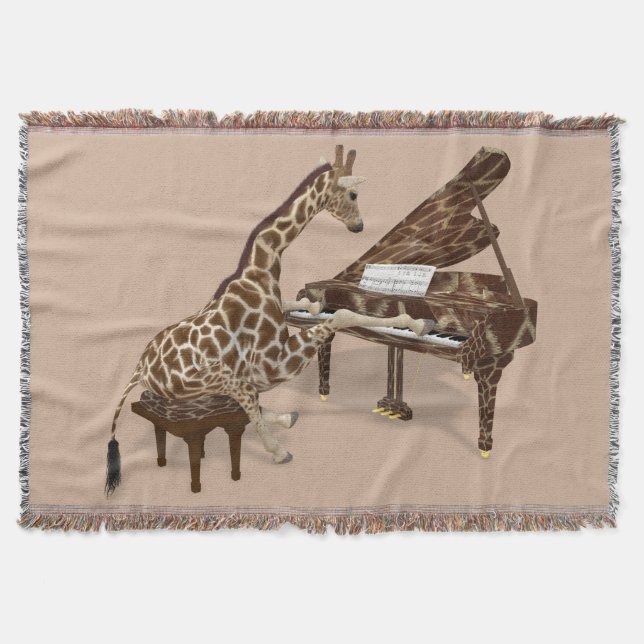 Cobertor Sweet Giraffe Tocando Grande Piano (Frente)