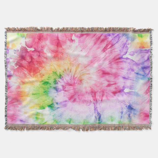 Cobertor Swirls De Verão: Padrões De Tie-Dye Pastel (Frente)