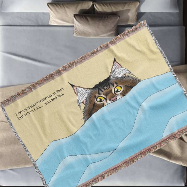 Cobertor Tabby Cat Peeking Blue Funny (Criador carregado)