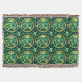 Cobertor Tapestry featuring a pattern of green tropical 