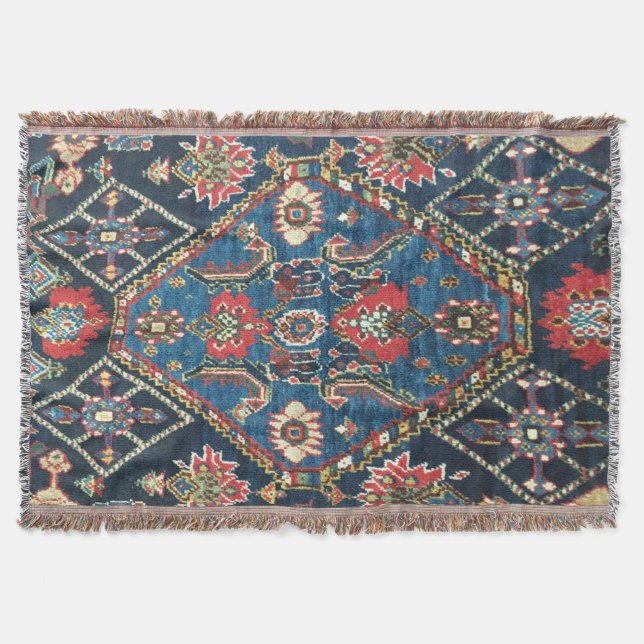 Cobertor Tapete Azul Persa Turco Antigo Oriental (Frente)