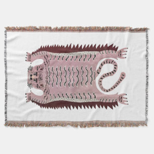 Cobertor Tapete de tigre em estilo vintage tecido com franj