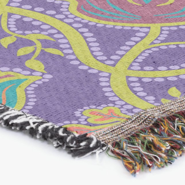 Cobertor Tapete Exterior Floral Chintz Roxo e Chartreuse (Canto)