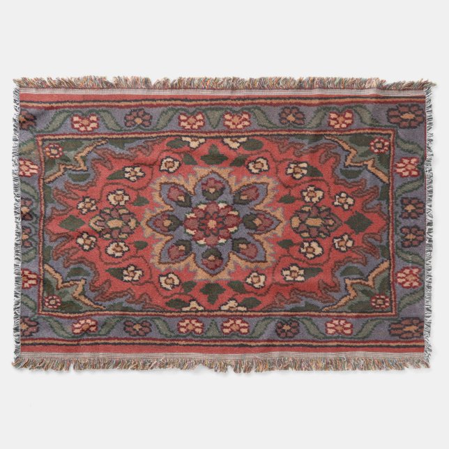 Cobertor Tapete Floral Turco Persa Antigo Oriental (Frente)