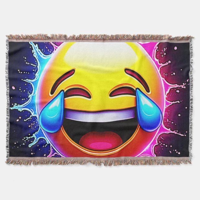 Cobertor Tarde Alegre: Arte de Emoji Risonho (Frente)