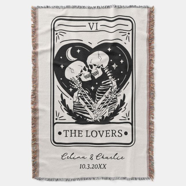Cobertor Tarot Personalizado Até a Morte Esqueleto Amantes (Frente Vertical)