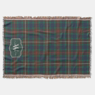 Cobertor Tartan de Caça Fraser Plaid Monograma Clã Escocês
