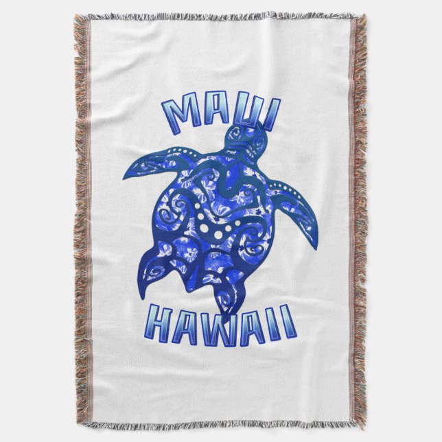 Cobertor Tartaruga Tribal de Vacinação Maui Hawaii (Frente Vertical)