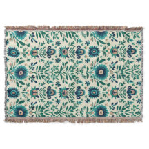 Teal Green Folk Art Pattern