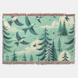 Cobertor Teal Green Forest e Birds