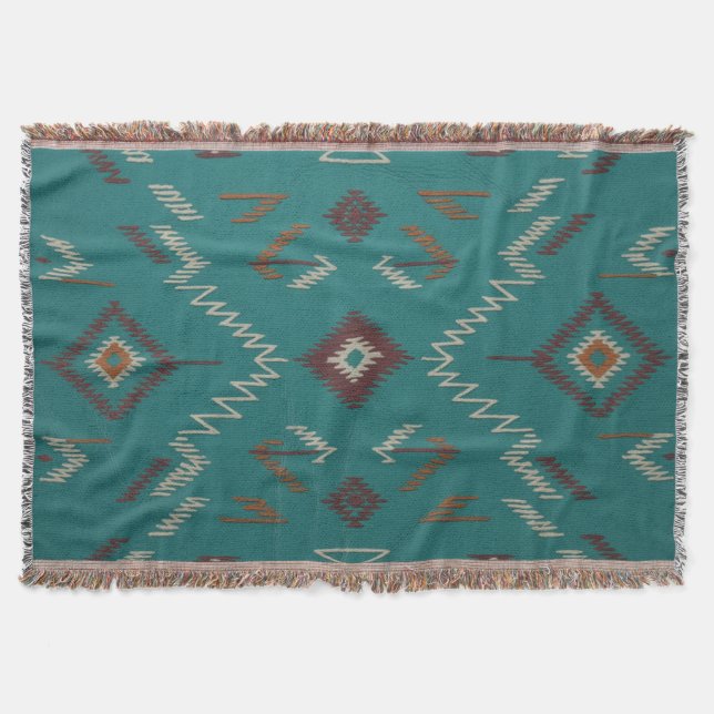 Cobertor Teal Southwest Navajo Geometric (Frente)