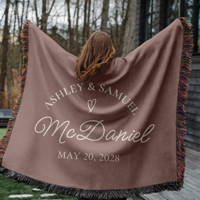 Cobertor Tecido Personalizado de Aniversário para  (Custom Wedding Anniversary Blanket for Newlyweds, Couple’s Woven Blanket Romantic Gift for Bride)