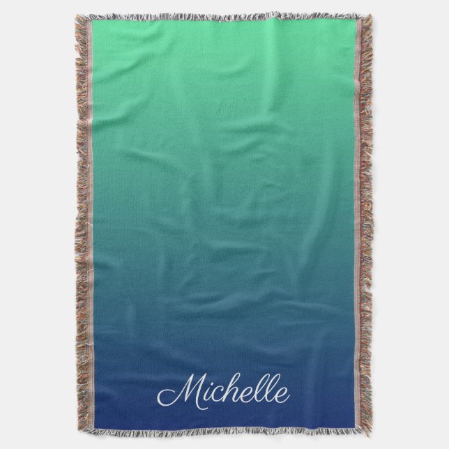 Cobertor Tecla verde e azul personalizada (Frente Vertical)