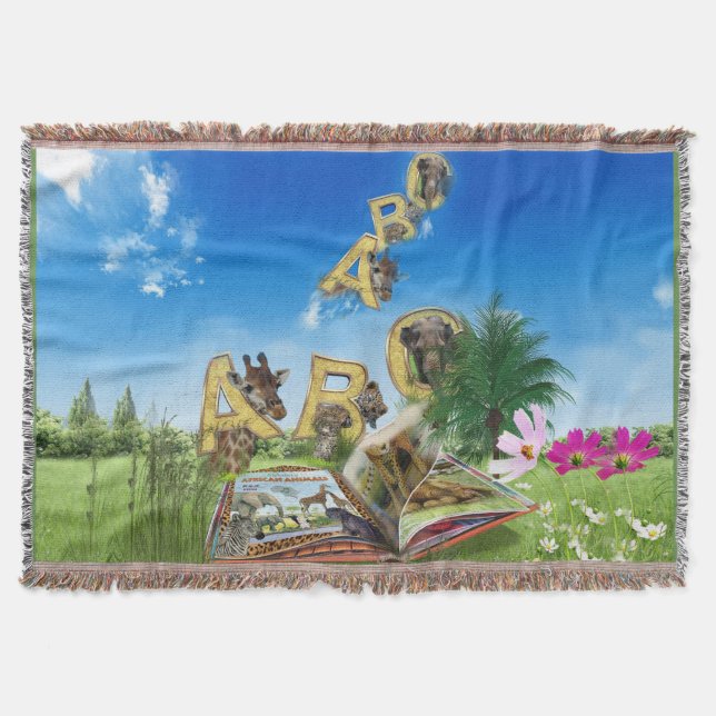 Cobertor Temas do alfabeto ABC Capital. (Frente)