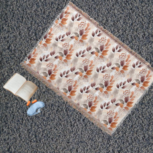 Cobertor Terracotta e Folhas de Quedas de Borgonha Boho A