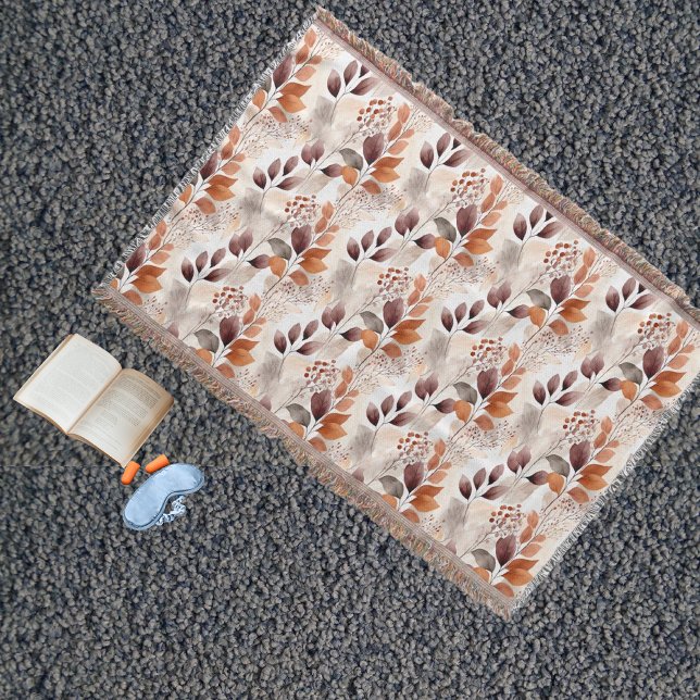 Cobertor Terracotta e Folhas de Quedas de Borgonha | Boho A (Criador carregado)