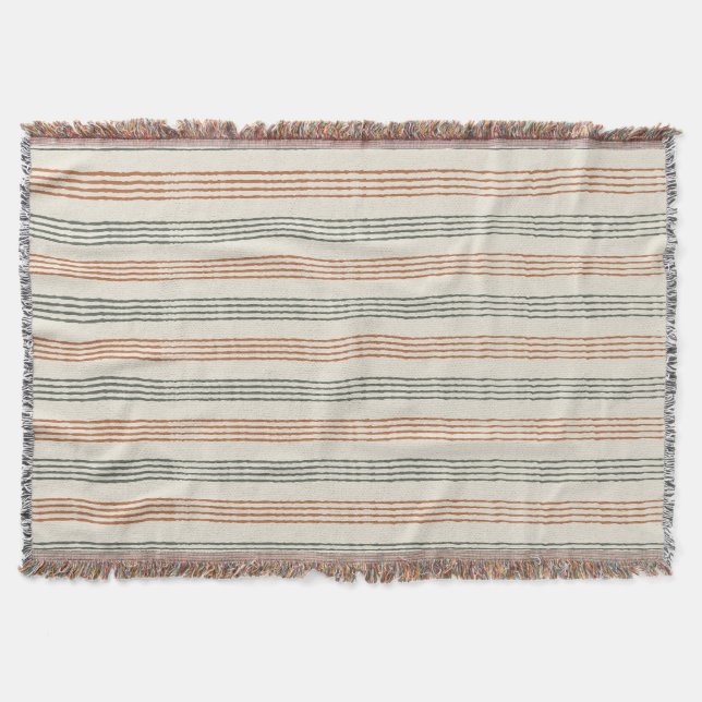 Cobertor Terracotta Sage Modern Minimalist Stripe Boho (Frente)