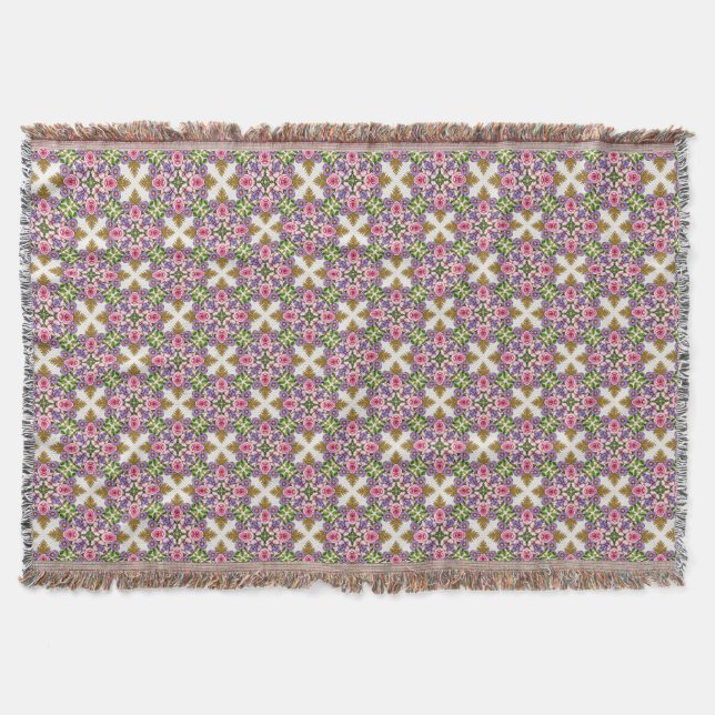 Cobertor Tesouro de Lavanda | Medalhão Floral Gracioso (Frente)
