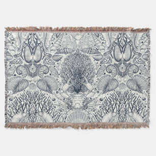 Cobertor Tesouros de praia, conchas marinhas, caranguejo, c