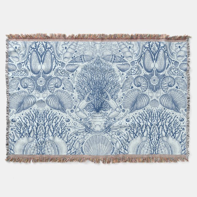 Cobertor Tesouros de praia em azul (Frente)