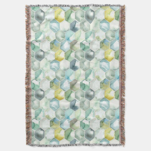 Cobertor Teste padrão azul & verde de Honycomb do Aquarell