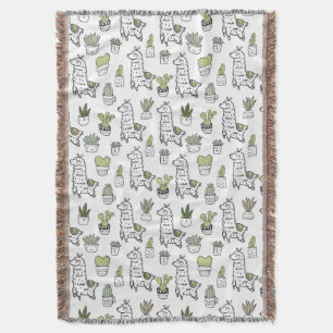 Cobertor Teste padrão bonito da alpaca & do cacto