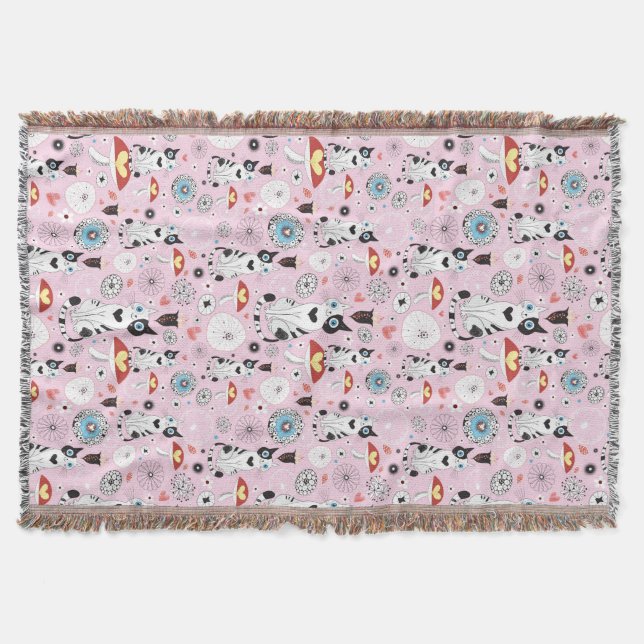 Cobertor teste padrão dos gatos e das flores (Frente)