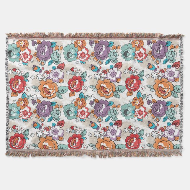 Cobertor Teste padrão floral 5 da elegância abstrata (Frente)