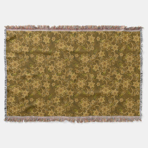 Cobertor Teste padrão floral do vintage dourado