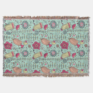 Cobertor Teste padrão floral dos desenhos animados com