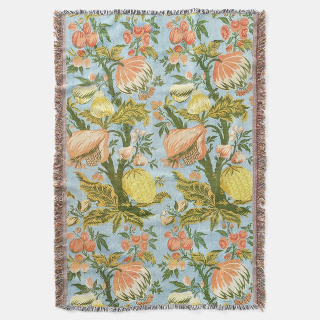 Cobertor Têxtil Clássico Barroco Floral de Damasco com Frut (Frente Vertical)