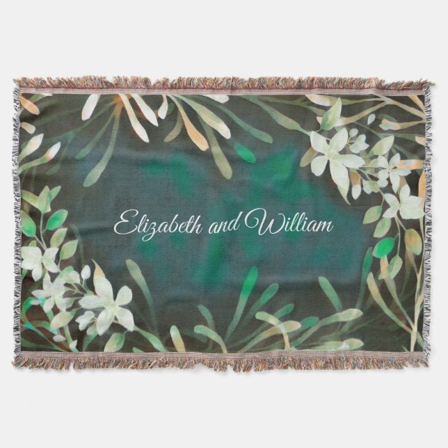 Cobertor Texto personalizável de plantas tropicais verdes (Frente)