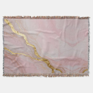 Cobertor textura de mármore dourado e rosa