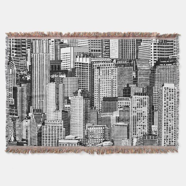 Cobertor Textura Isométrica de Cidade do Skyscraper (Frente)