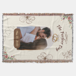 Cobertor The Perfect Day Custom Wedding Pic w/Rings & Date