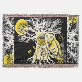 Cobertor Throw Blanket – Urban Tree Owl & Wealth Surreal