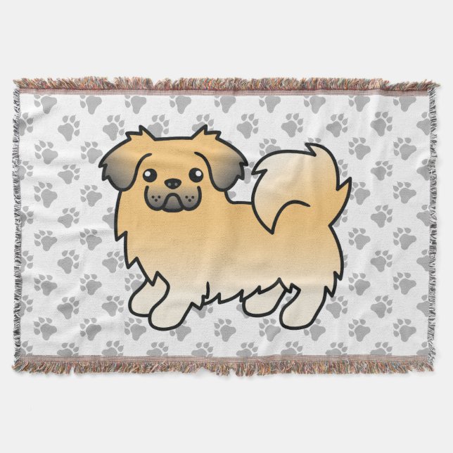 Cobertor Tibetano Spaniel Sable Corça Cachorro de Desenho A (Frente)