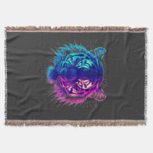Tigre Branco Neon – Arte de Vida Selvagem Cyberpun