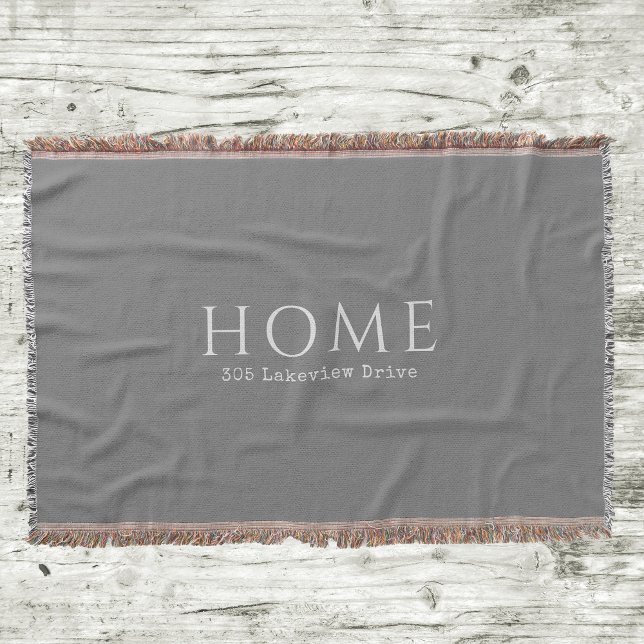 Cobertor Tipografia doméstica moderna com seu endereço (There's no place like home! Personalize this custom throw with your address.)