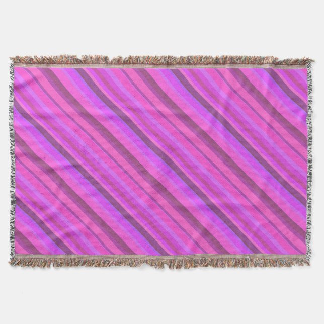 Cobertor Tiras diagonais cor-de-rosa (Frente)