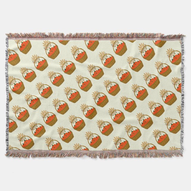Cobertor tissée🍂 Panier de Citrouilles et Blé d'Automne (Frente)