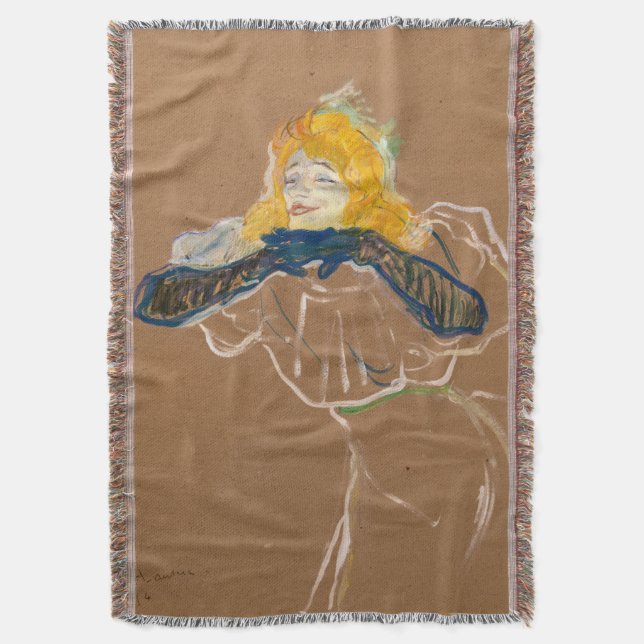 Cobertor Toulouse-Lautrec - Yvette Guilbert Cantando (Frente Vertical)