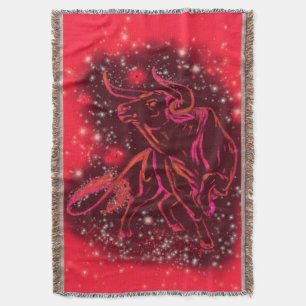 Cobertor Touro Néon Vermelho Magico Correndo - Noite Estre