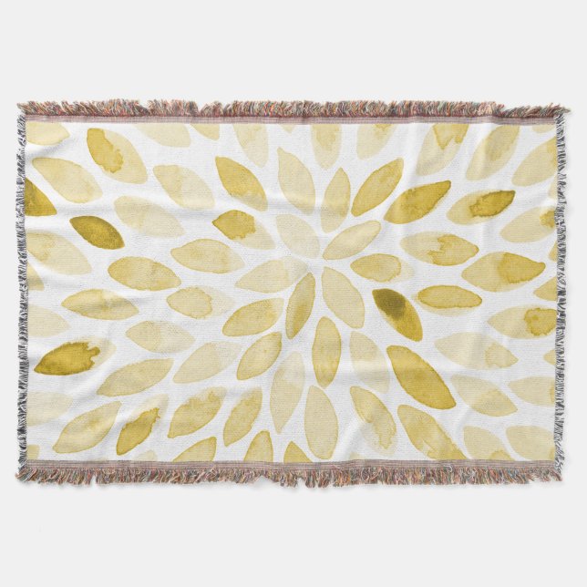 Cobertor Traços de pincel amarelo de aquarela (Frente)