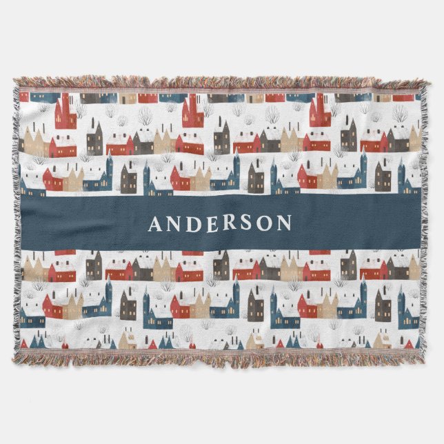 Cobertor Tradicional Russo Winter Merry Christmas Red marin (Frente)