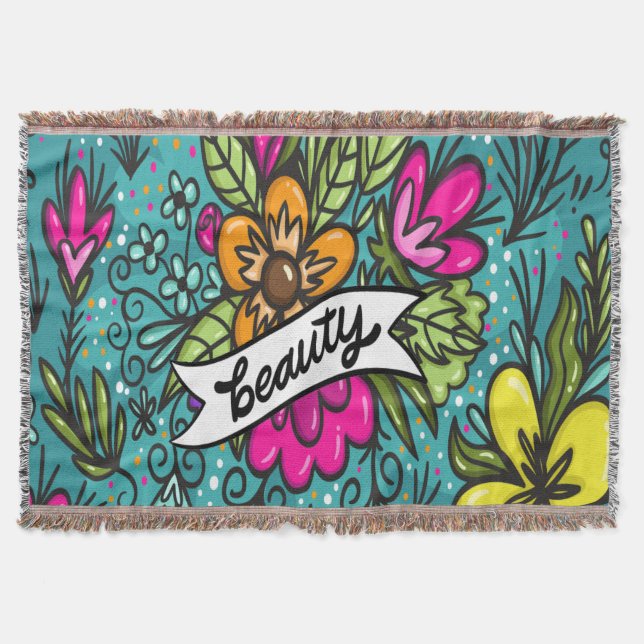 Cobertor Travesseiro Decorativo Beleza com Flores (Frente)