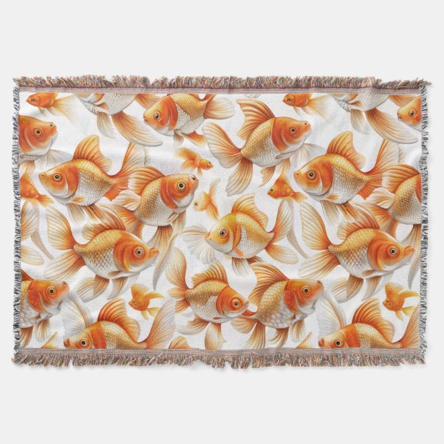 Cobertor Travesseiro decorativo de Padrões Goldfish e Flece (Frente)