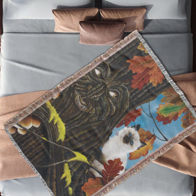 Cobertor Tree Ent Cat Autumn Fantasy (Criador carregado)