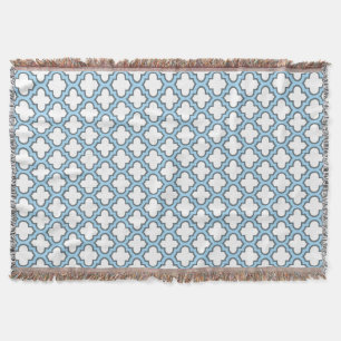 Cobertor Trellis branca e azul-bebê, lete, quatrefoil